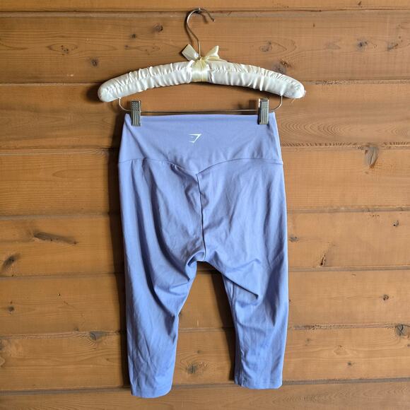 Gymshark Training Crop Leggings Light Blue Stretchy Pull On High Rise Booty Seam - Picture 3 of 6